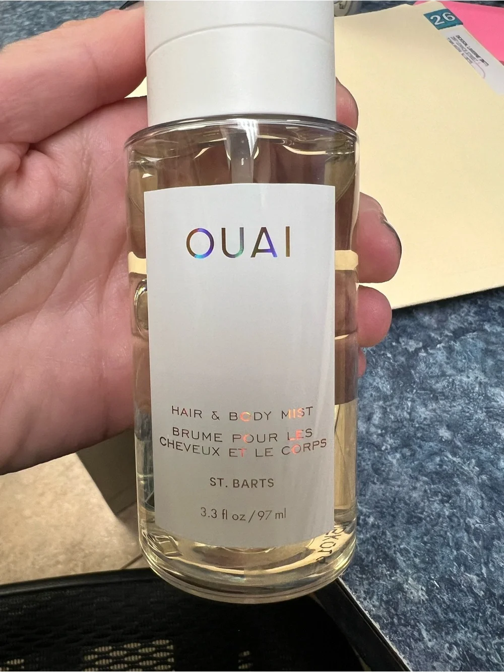 OUAI Hair & Body Mist in Clear Bottle with White Cap